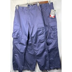 Lot Rothco 2 X Cargo Pants BDU Reinforced Adjustable Waist Navy Blue Mens S 2961